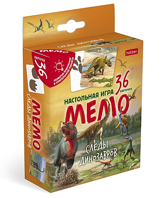 Игра-мемо настольная "Hatber", 36 карточек, серия "Следы динозавров", в картонной упаковке