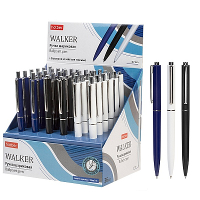 Ручка шариковая автоматическая "Hatber Walker Classic", 0,7мм, синяя, цветной корпус