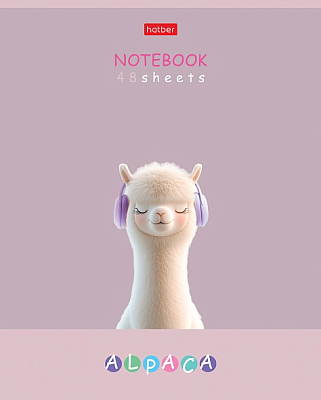 Тетрадь "Hatber", 48л, А5, клетка, ламинация "Soft-Touch", на скобе, серия "Alpaca"