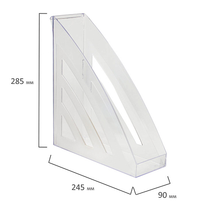 Лоток пластиковый вертикальный для документов А4 "Brauberg Office Style", 245х90х285мм, прозрачный