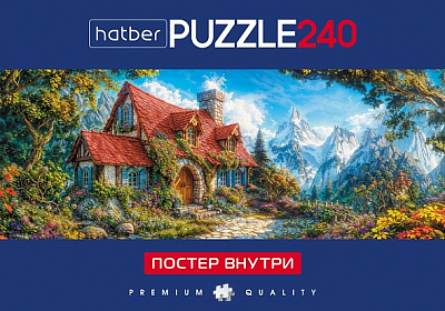 Пазлы "Hatber Premium", 240 элементов, А2, 480х180мм, постер внутри, серия "Compact Box: Панорама - Живописный домик"