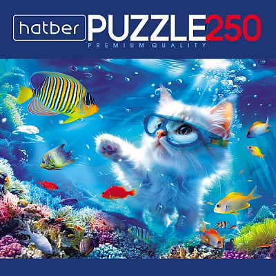 Пазлы "Hatber Premium", 250 элементов, А3, 400х280мм, серия "Котик на релакс"