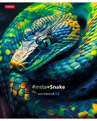 Тетрадь "Hatber", 48л, А5, клетка, ламинация, на скобе, серия "InstaSnake"