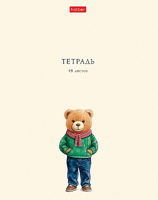 Тетрадь "Hatber", 48л, А5, клетка, ламинация "Soft-Touch", на скобе, серия "Модные мишки"