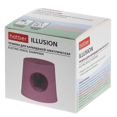 Точилка электрическая "Hatber Illusion", 6-8мм, 1 отверстие, контейнер, запасное лезвие, питание от 2-х элементов AA, в картонной упаковке