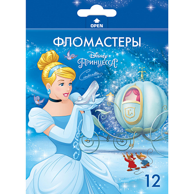 Фломастеры "Hatber VK", 12 цветов, серия "Принцессы", в картонной упаковке