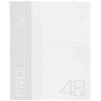 Тетрадь "Hatber", 48л, А5, клетка, пластиковая обложка, на скобе, серия "Progressive - Белая"