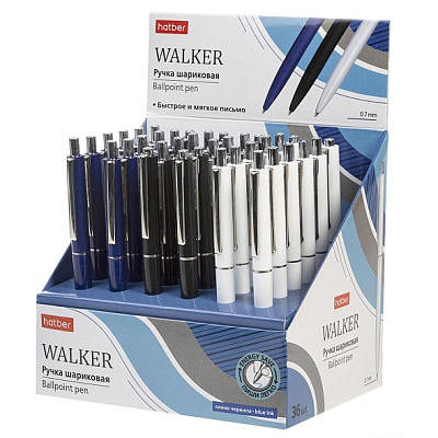 Ручка шариковая автоматическая "Hatber Walker Classic", 0,7мм, синяя, цветной корпус