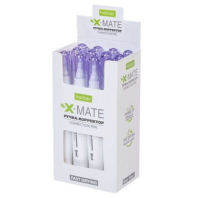 Корректирующая ручка "Hatber X-Mate", 8мл, гибридный наконечник
