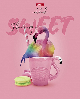 Тетрадь "Hatber", 40л, А5, клетка, ламинация, на скобе, серия "Сладкий фламинго"