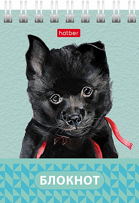 Блокнот "Hatber", 40л, А7, клетка, обложка мелованный картон, на гребне, серия "Глазки, ушки, носик"