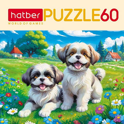 Пазлы "Hatber", 60 элементов, А5, 230x165мм, серия "Лапки на лужайке"