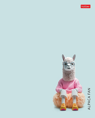 Тетрадь "Hatber", 48л, А5, клетка, пластиковая обложка с печатью, на скобе, серия "Alpaca Fan"