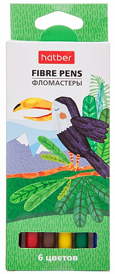 Фломастеры "Hatber", 6 цветов, серия "Colora", в картонной упаковке