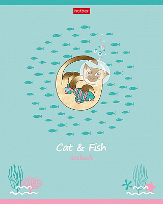 Тетрадь "Hatber", 48л, А5, линия, тиснение, на скобе, серия "Catbook"
