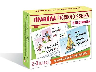 Игра обучающая "Hatber", 24 карточки, 120х170мм, серия "Наглядные пособия для детей - Правила русского языка в картинках, 2-3 класс", в картонной упак