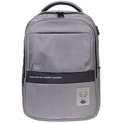 Рюкзак "Hatber", 43х31,5х14,5см, полиэстер, 2 отделения, 4 кармана, USB-выход, нагрудная стяжка, серия "Pro - Stone Grey"