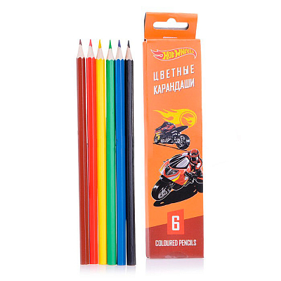 Карандаши "Hatber VK", 6 цветов, серия "Hot Wheels", в картонной упаковке