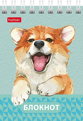 Блокнот "Hatber", 40л, А7, клетка, обложка мелованный картон, на гребне, серия "Глазки, ушки, носик"