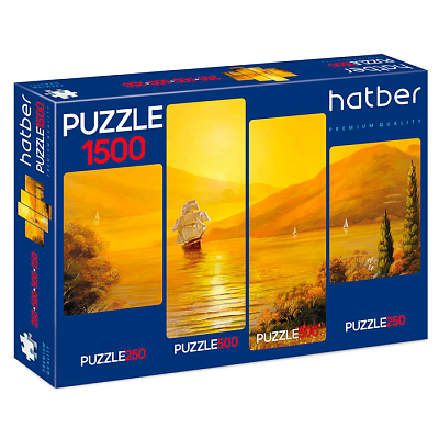 Пазлы "Hatber Premium", 250/500/500/250 элементов, А2, 280x400мм/230x665мм, 4 картинки, серия "Морская симфония"