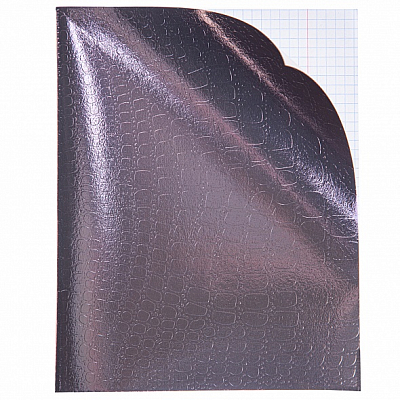 Тетрадь "Hatber", 96л, А5, клетка, обложка бумвинил, тиснение "Croco", на скобе, серия "Metallic - Коричневая"