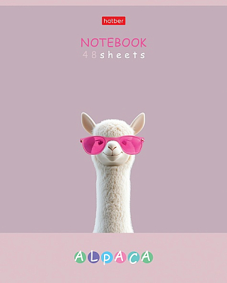 Тетрадь "Hatber", 48л, А5, клетка, ламинация "Soft-Touch", на скобе, серия "Alpaca"
