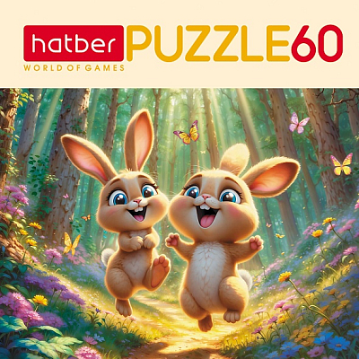 Пазлы "Hatber", 60 элементов, А5, 230x165мм, серия "Лесные малыши"
