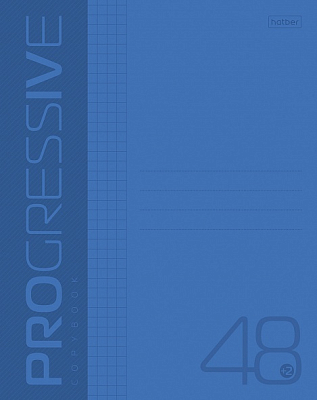Тетрадь "Hatber", 48л, А5, клетка, пластиковая обложка, на скобе, серия "Progressive - Синяя"