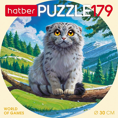 Пазлы "Hatber", 179 элементов, А4, диаметр 300мм, круглые, серия "Милашка манул"