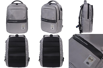 Рюкзак "Hatber", 43х31,5х14,5см, полиэстер, 2 отделения, 4 кармана, USB-выход, нагрудная стяжка, серия "Pro - Stone Grey"