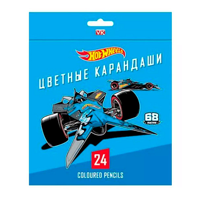 Карандаши "Hatber VK", 24 цвета, серия "Hot Wheels", в картонной упаковке