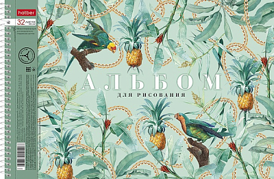 Альбом для рисования "Hatber", 32л, А4, перфорация на отрыв, на спирали, серия "Floral Collection"