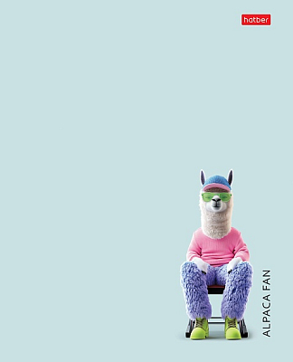 Тетрадь "Hatber", 48л, А5, клетка, пластиковая обложка с печатью, на скобе, серия "Alpaca Fan"