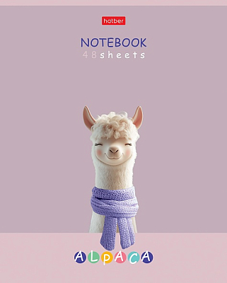 Тетрадь "Hatber", 48л, А5, клетка, ламинация "Soft-Touch", на скобе, серия "Alpaca"
